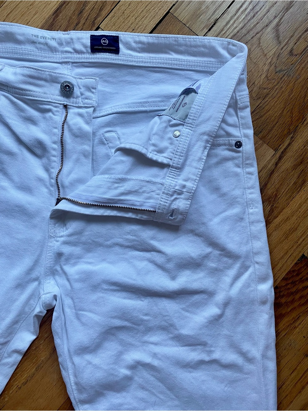 Ag Adriano Goldschmied The Everett Slim Straight White Jeans 36x34 - Picture 2 of 12
